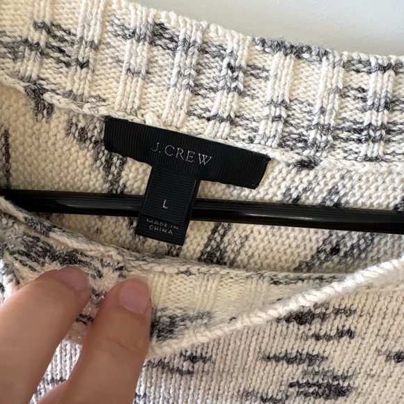 J.Crew Marled Knit Cream Gray Sweater Size Large Black - Picture 5 of 7
